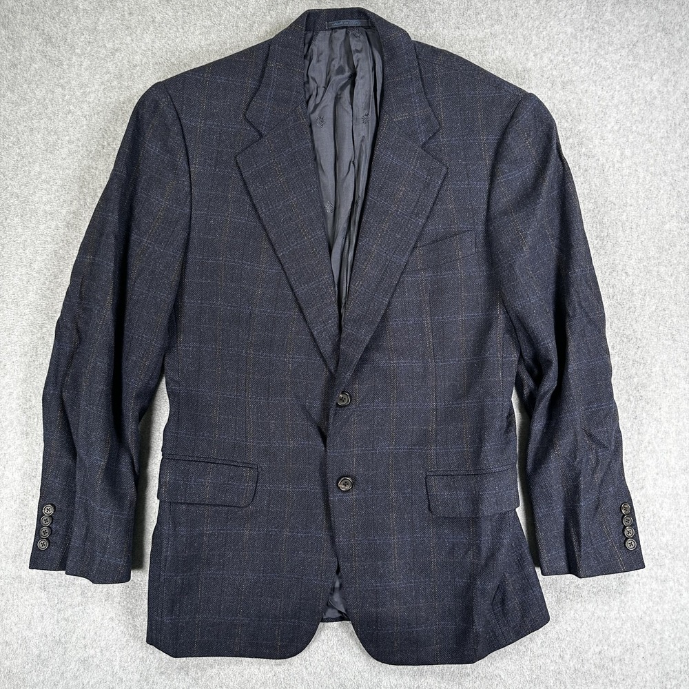 Gianluca Isaia Blazer Sport Coat Mens 40 Blue Herringbone Wool Cashmere Italy
